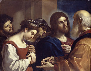 Christ with the Woman Taken in Adultery, by Guercino, 1621